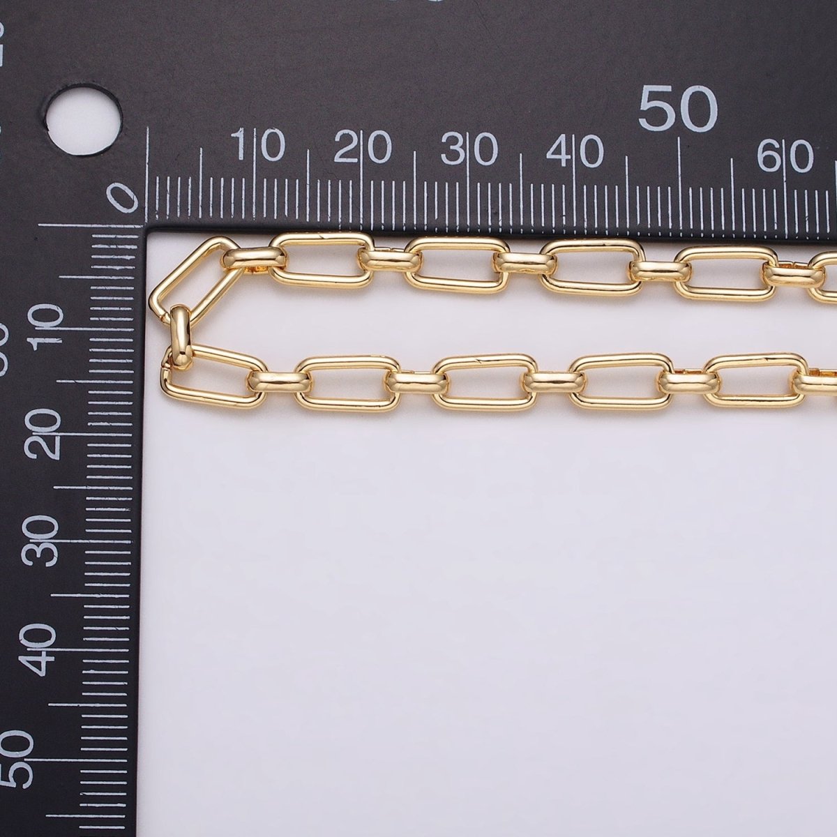 16K Gold Filled 5.3mm Rectangular Paperclip Unfinished Chain by Yard in Gold & Silver | ROLL-1235 ROLL-1236 Clearance Pricing - DLUXCA