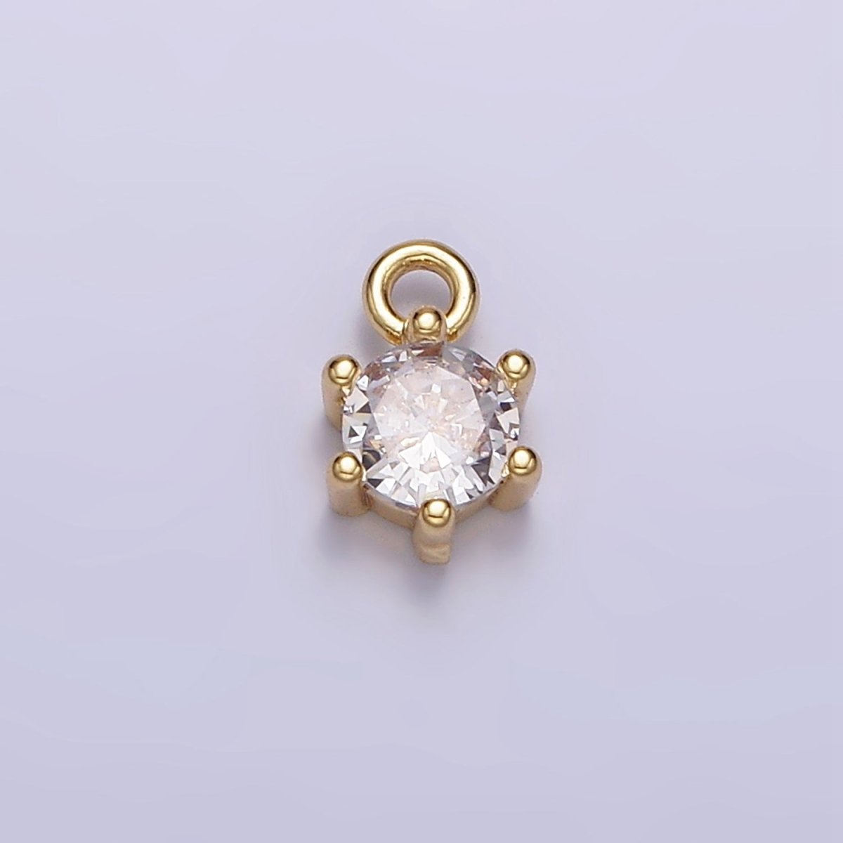 16K Gold Filled 5.5mm Round Clear CZ Minimalist Add-On Charm | AC1431 - DLUXCA