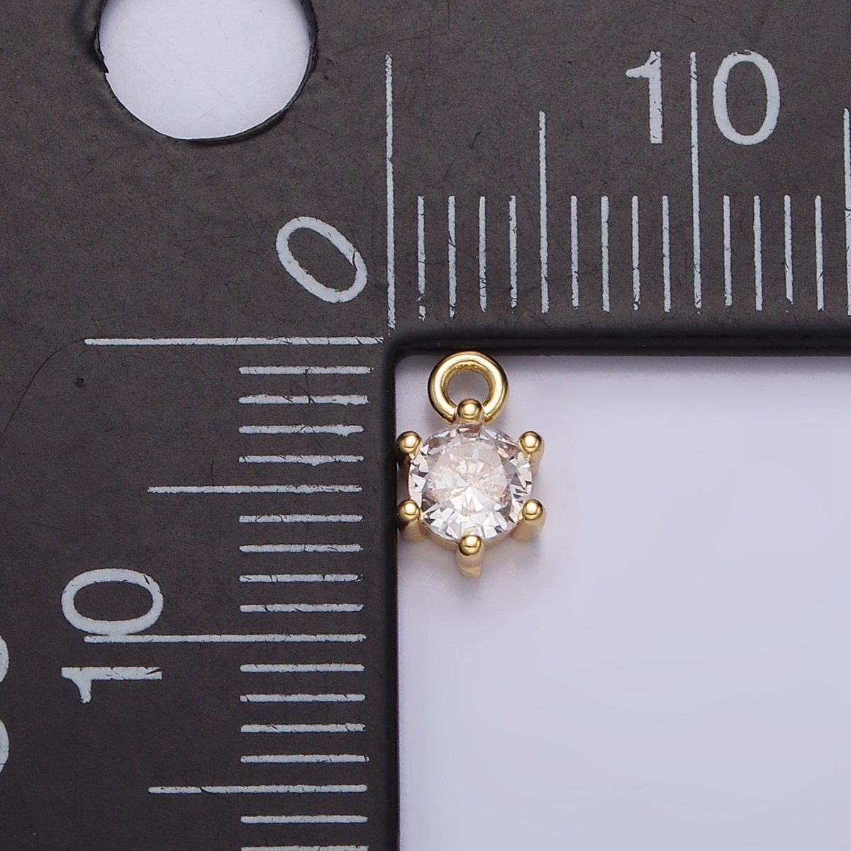 16K Gold Filled 5.5mm Round Clear CZ Minimalist Add-On Charm | AC1431 - DLUXCA