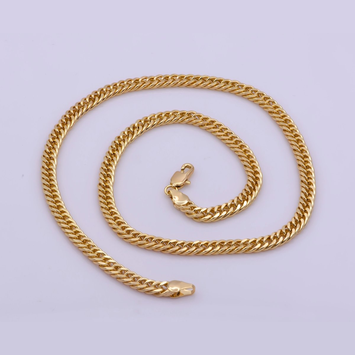 16K Gold Filled 5mm Flat Cuban Miami Curb 18 Inch Layering Chain Necklace | WA-370 Clearance Pricing - DLUXCA