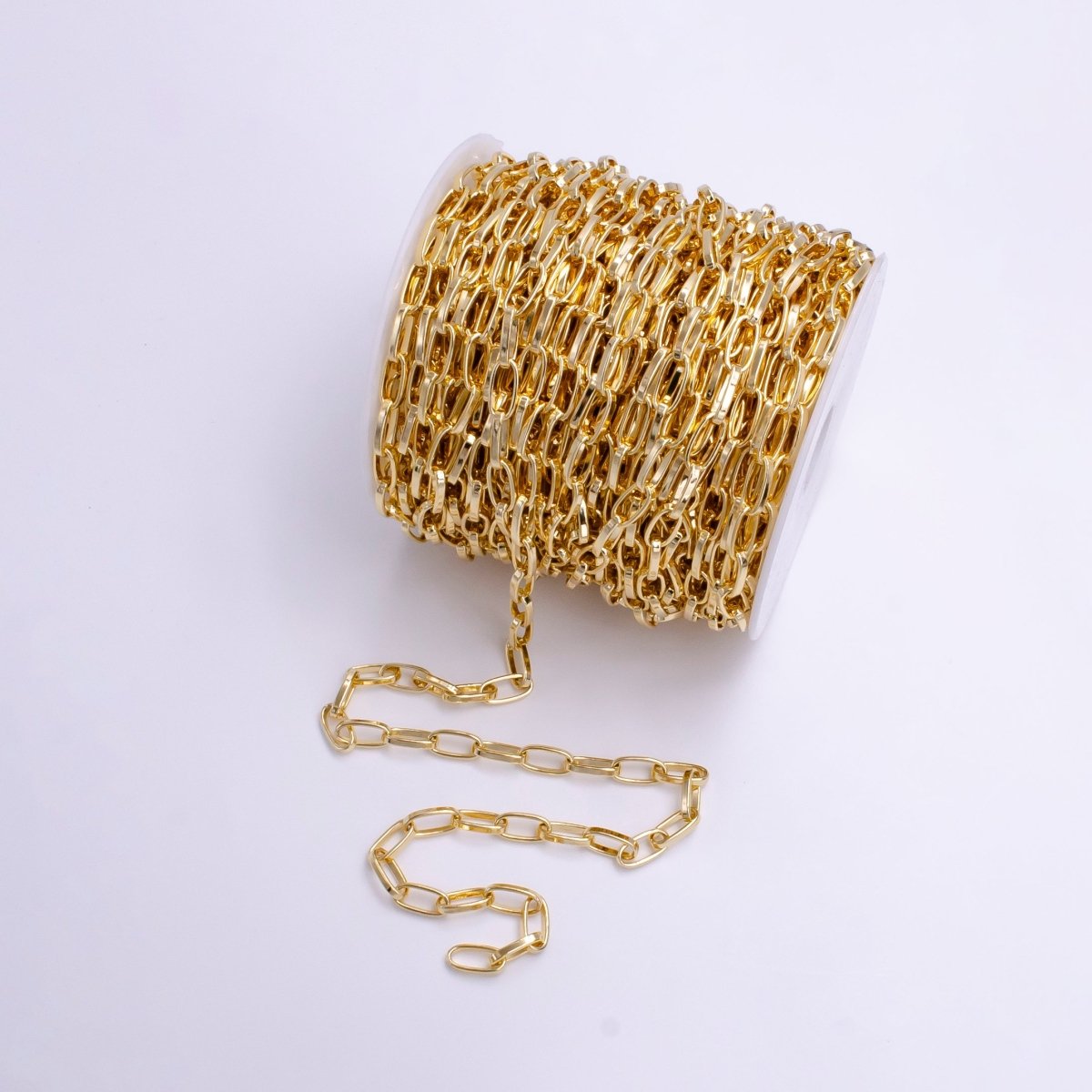 16K Gold Filled 6mm Cable Chunky Statement Unfinished Chain For Jewelry Making | ROLL-1378 Clearance Pricing - DLUXCA