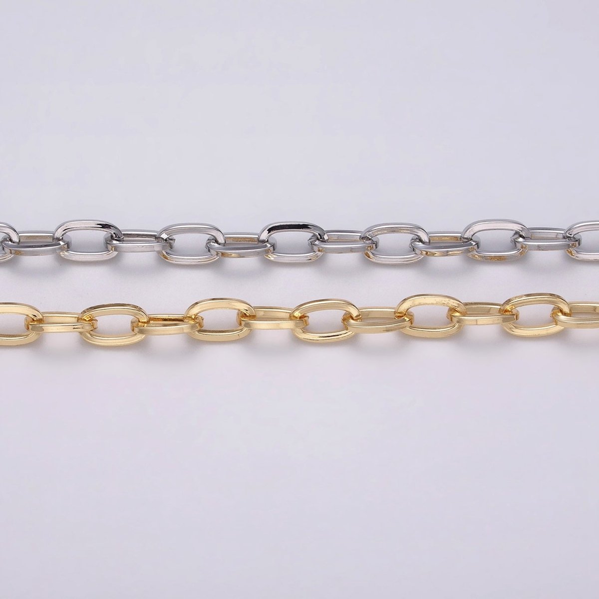 16K Gold Filled 6mm Cable Thick Unfinished Chain by Yard in Gold & Silver | ROLL-1227 ROLL-1228 Clearance Pricing - DLUXCA