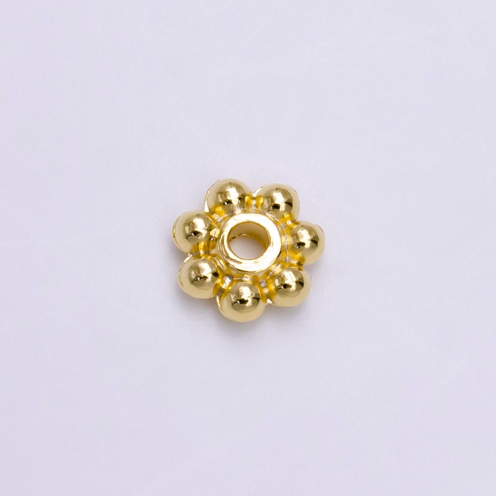 16K Gold Filled 6mm Round Beaded Bubble Outline Spacer Donut Bead | Z-918 - DLUXCA