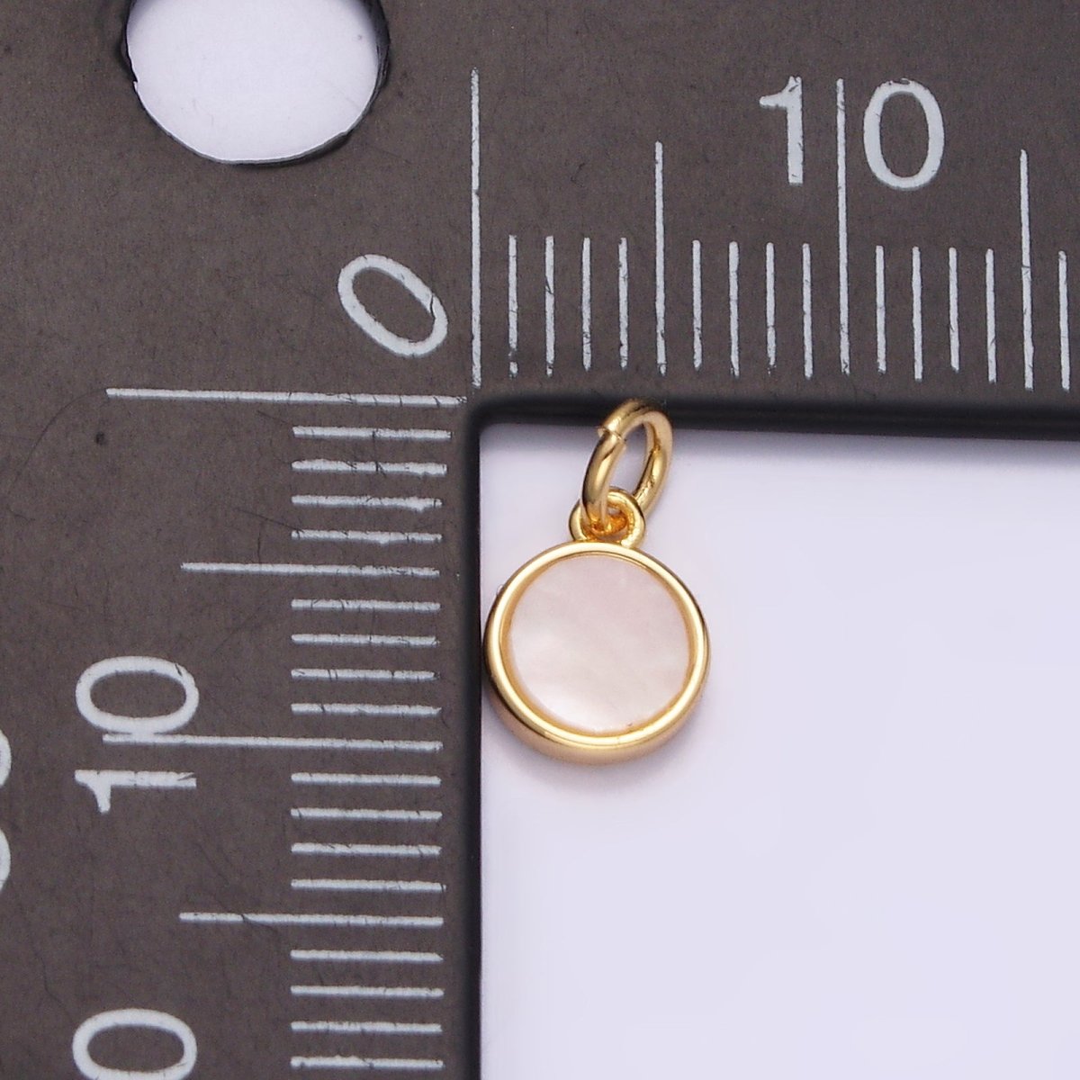 16K Gold Filled 6mm Round Shell Pearl Minimalist Bezel Mini Add-On Charm | N1497 - DLUXCA