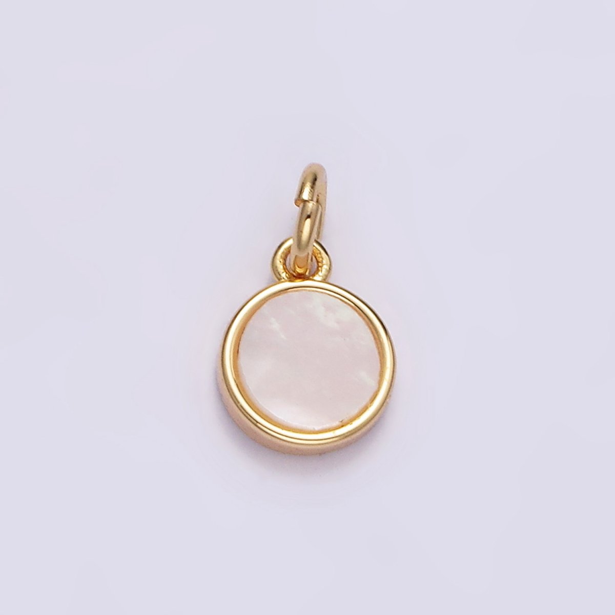 16K Gold Filled 6mm Round Shell Pearl Minimalist Bezel Mini Add-On Charm | N1497 - DLUXCA