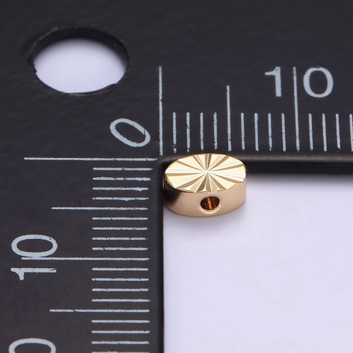 16K Gold Filled 6mm Sunburst Oval Spacer Bead | B-837 - DLUXCA