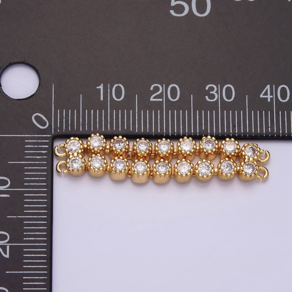 16K Gold Filled 73mm Double Clear Round CZ Connector in Gold & Silver | AA1025 AA1026 - DLUXCA