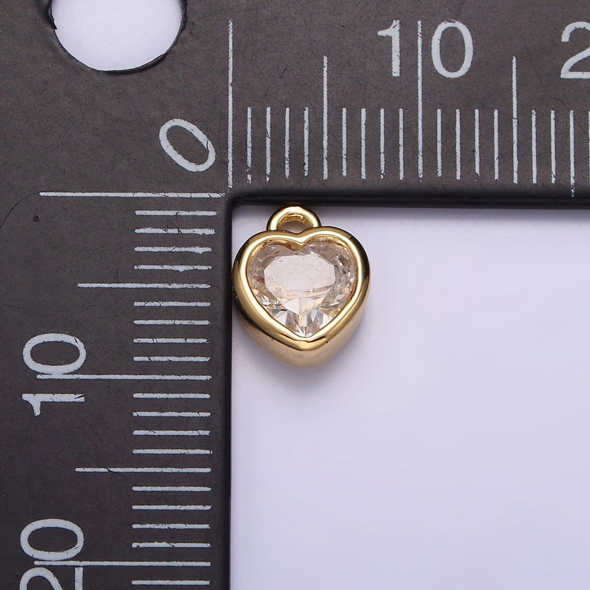 16K Gold Filled 7mm Clear CZ Heart Bezel Add-On Charm | N966 - DLUXCA