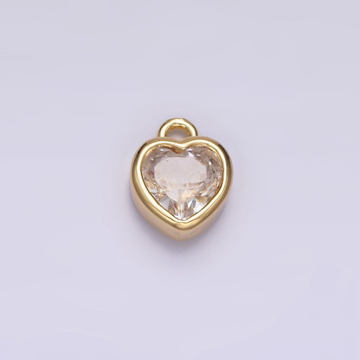 16K Gold Filled 7mm Clear CZ Heart Bezel Add-On Charm | N966 - DLUXCA