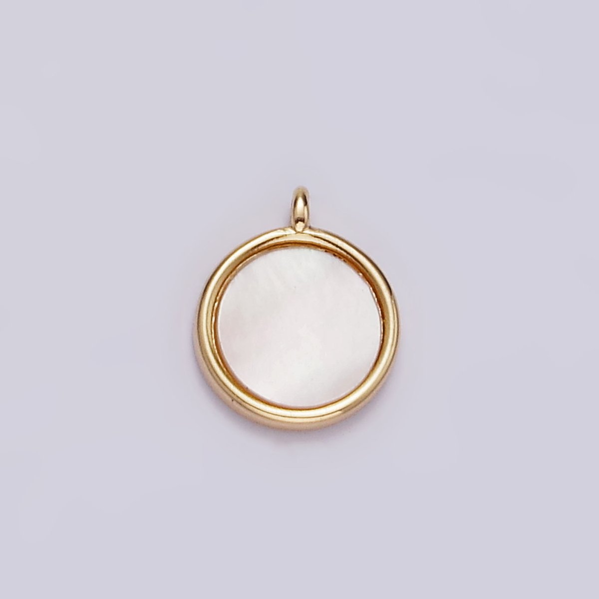 16K Gold Filled 7mm Shell Pearl Minimalist Bezel Pendant | N1495 - DLUXCA