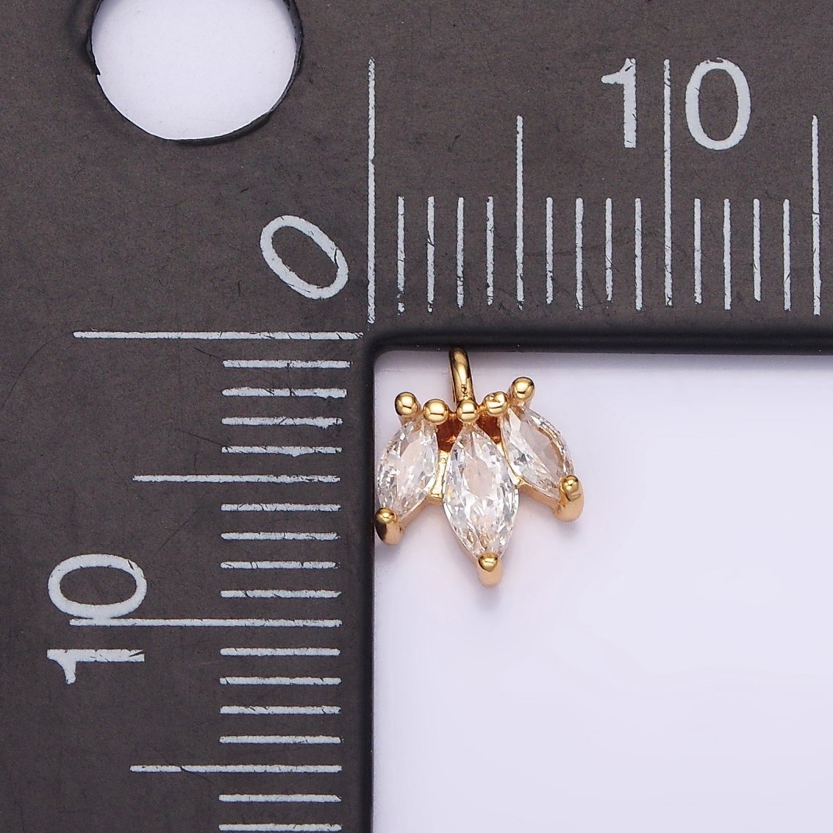 16K Gold Filled 8mm Triple Clear Marquise CZ Mini Charm | AG102 - DLUXCA