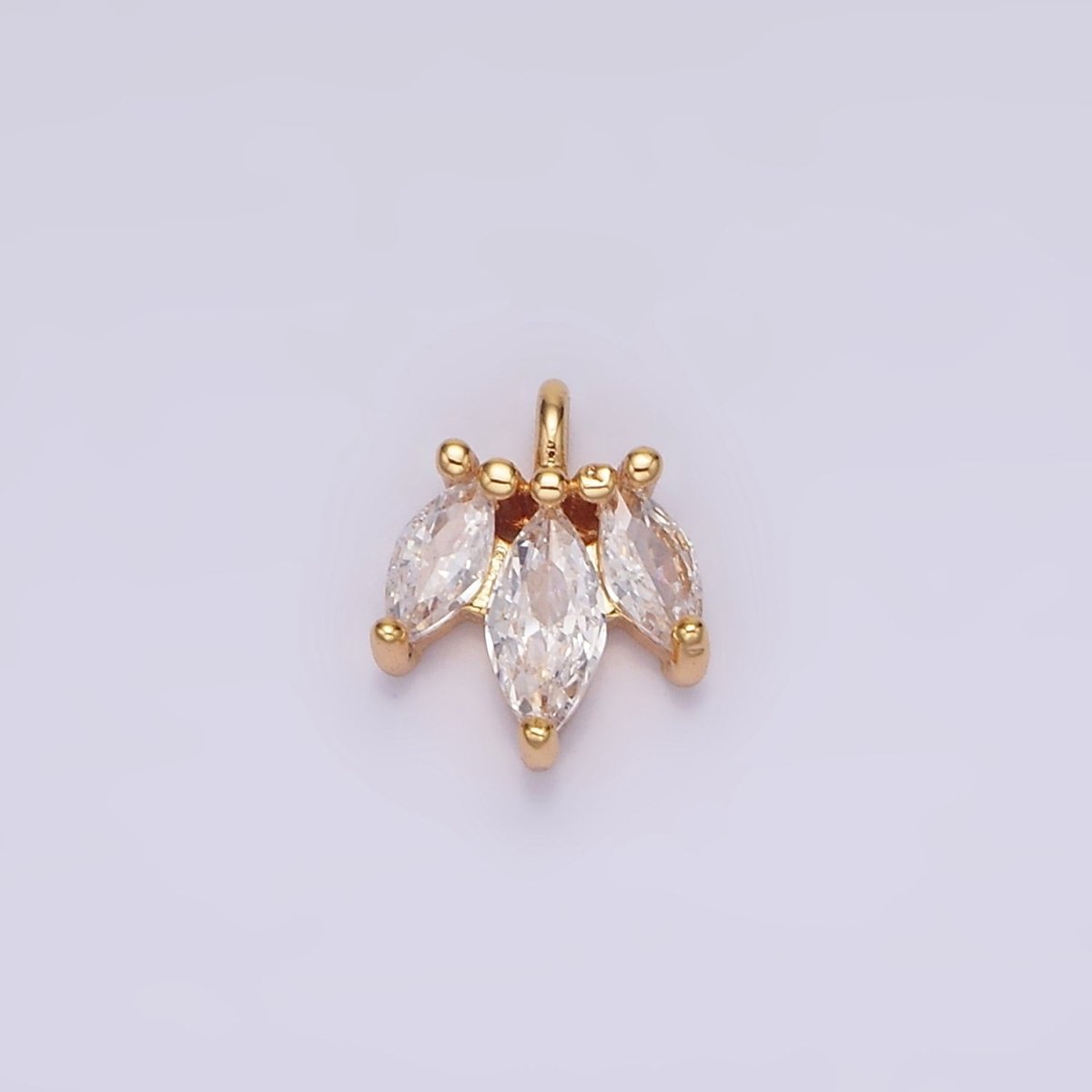 16K Gold Filled 8mm Triple Clear Marquise CZ Mini Charm | AG102 - DLUXCA