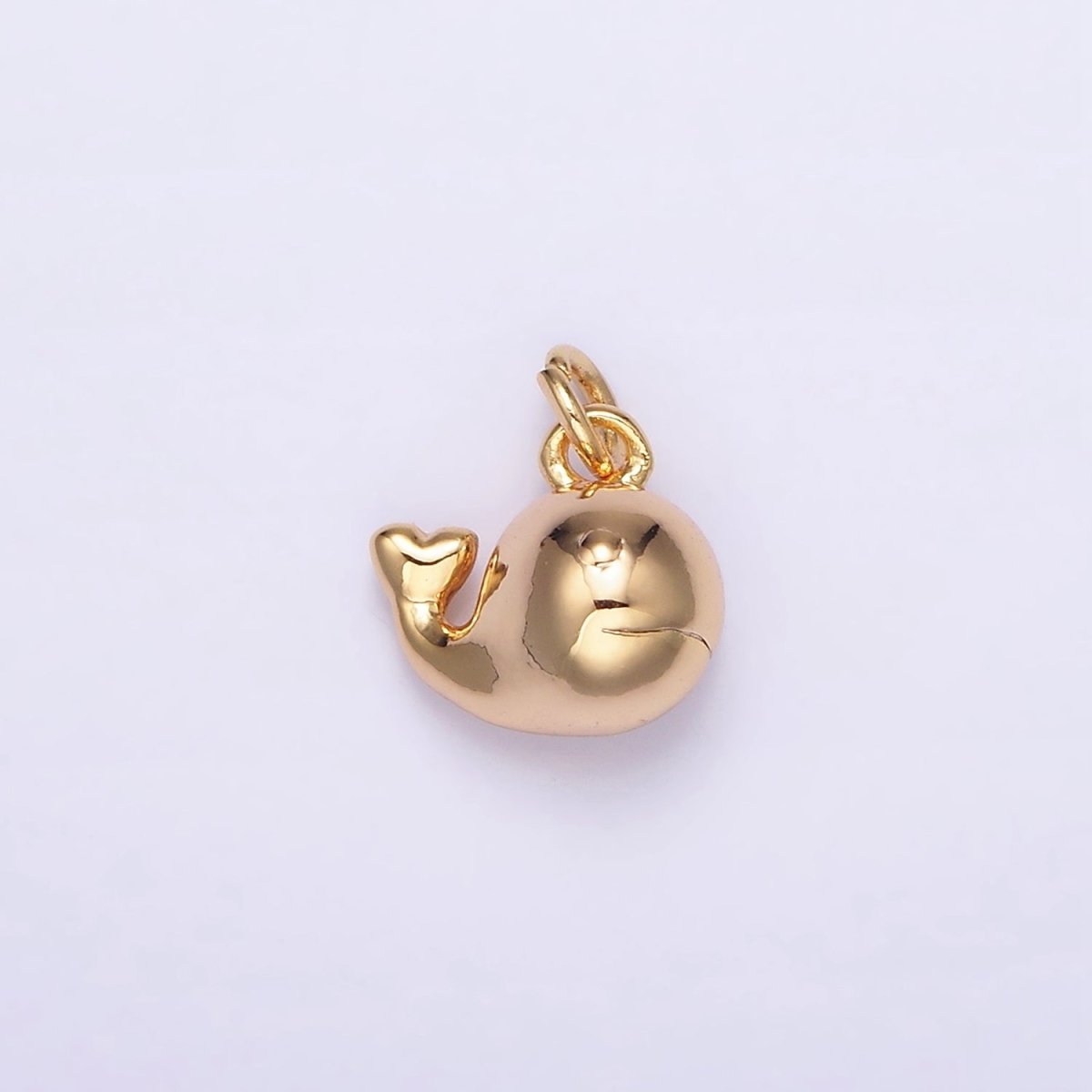 16K Gold Filled 8mm Whale Heart Tail Ocean Animal Puffed Mini Add-On Charm | AG106 - DLUXCA