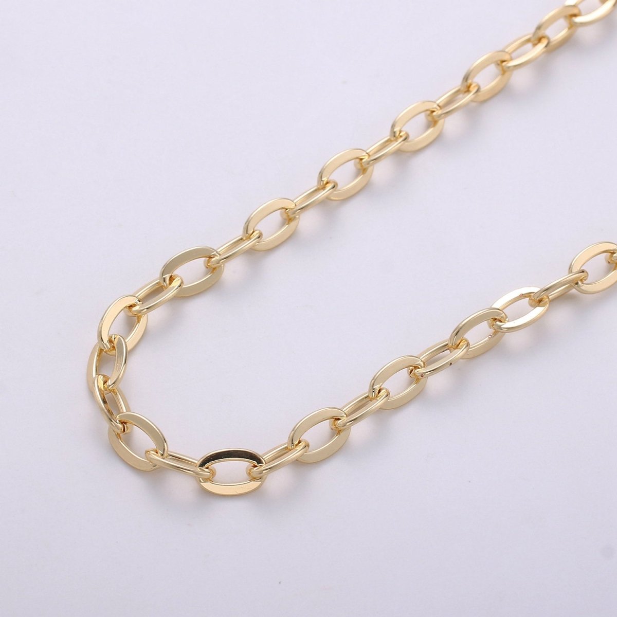 16K Gold Filled 8X5mm Thick Oval Rolo Chain By Yard, Rolo Necklace Chain, For Necklace, Choker, Bracelet, Anklet Supply Component | ROLL-263 Clearance Pricing - DLUXCA