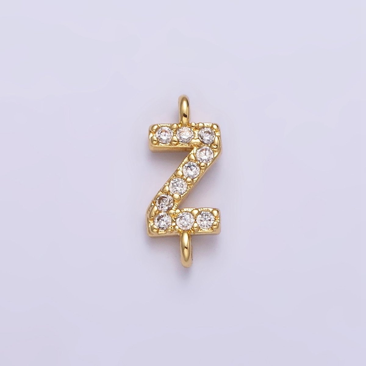 16K Gold Filled A-Z Initial Letter Micro Paved CZ Sideway Loop Personalized Jewelry For Necklace Bracelet Link Connector | AD625 - AD650 - DLUXCA