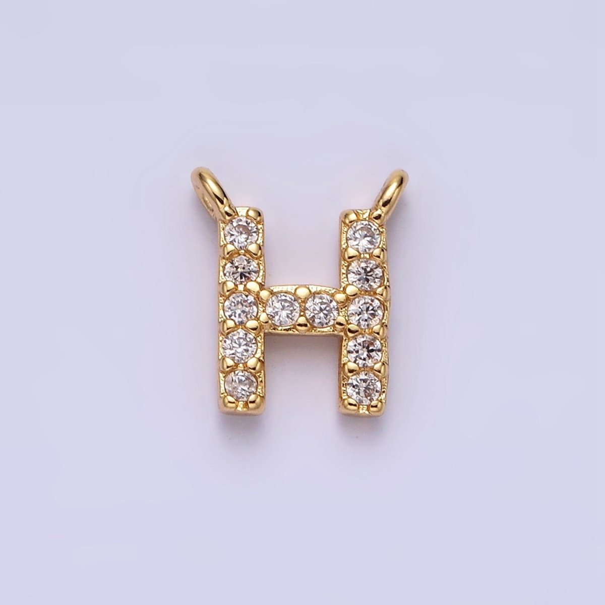 16K Gold Filled A-Z Initial Letter Micro Paved CZ Top Loop Personalized Connector | AD573 - AD598 - DLUXCA