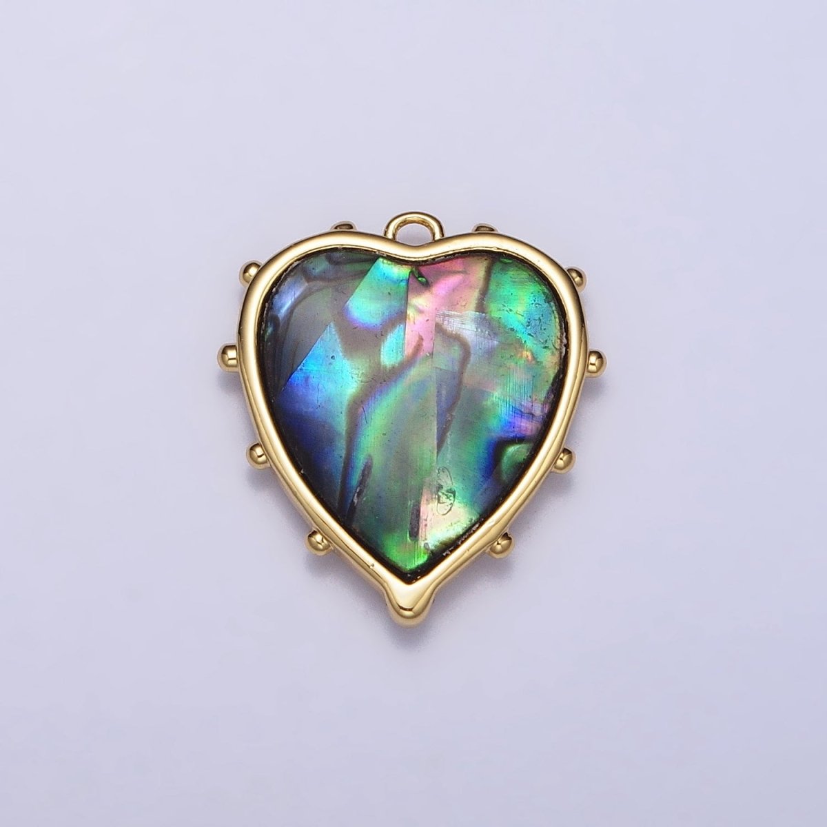 16K Gold Filled Abalone Heart Dotted Outline Charm | AC1047 - DLUXCA