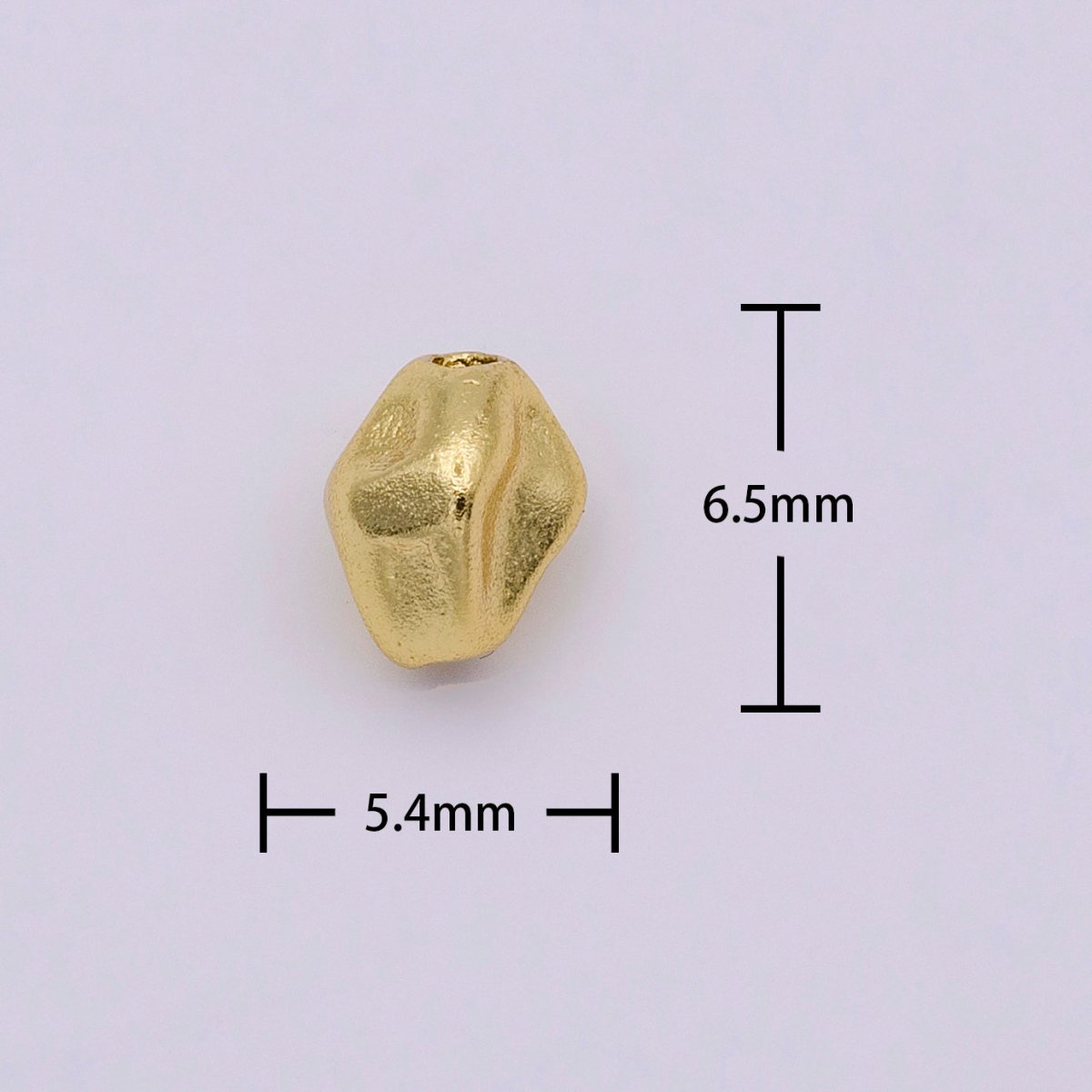 16K Gold Filled Abstract Hammered Geometric Bead | B-820 - DLUXCA