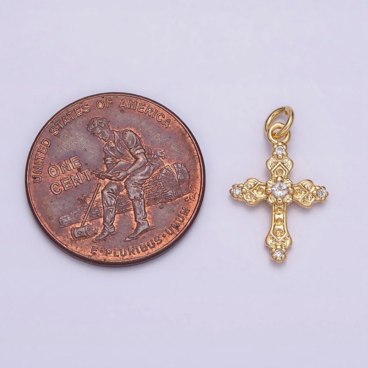 16K Gold Filled Artisan Textured Religious Cross Charm in Gold & Silver | AC1061 AC1062 - DLUXCA