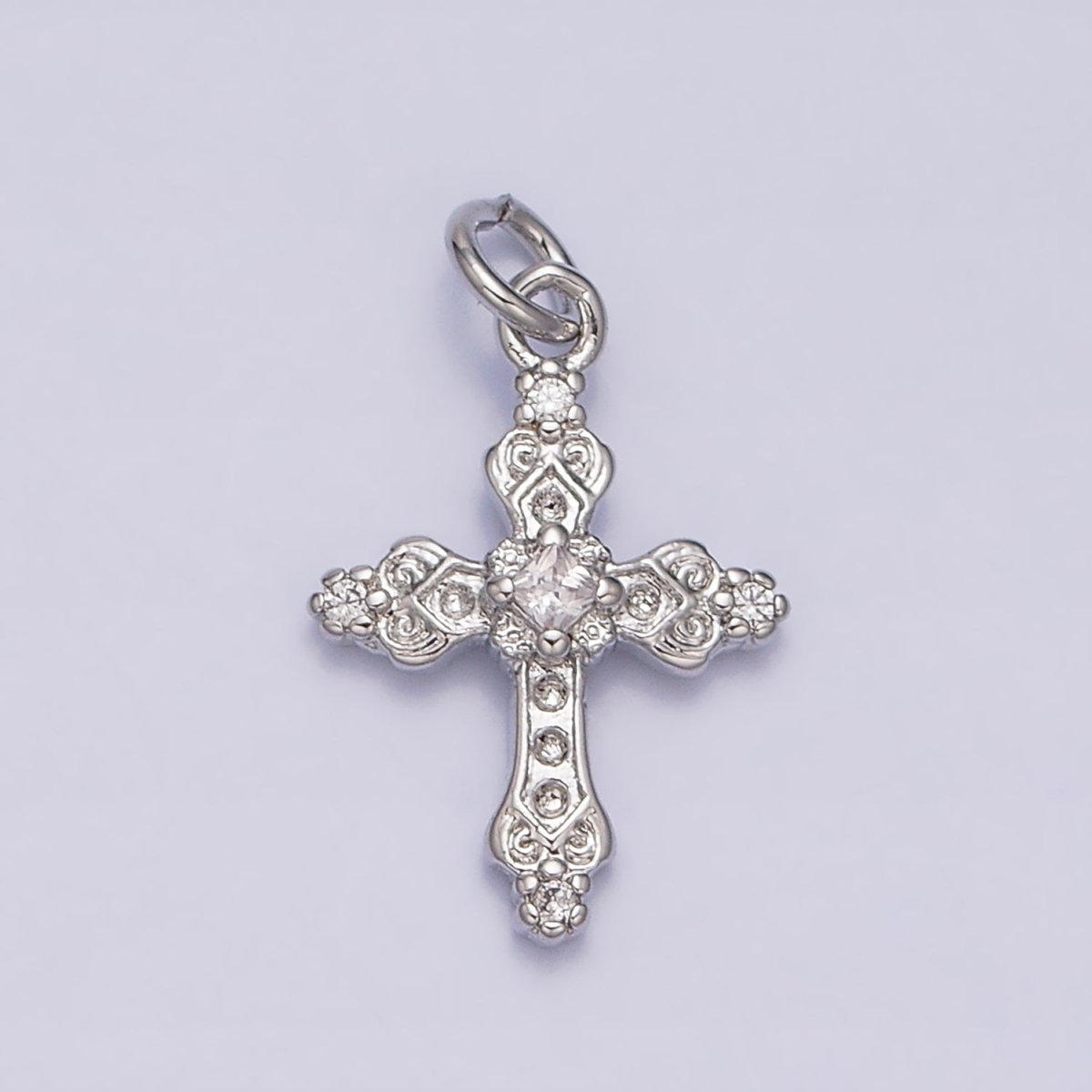 16K Gold Filled Artisan Textured Religious Cross Charm in Gold & Silver | AC1061 AC1062 - DLUXCA