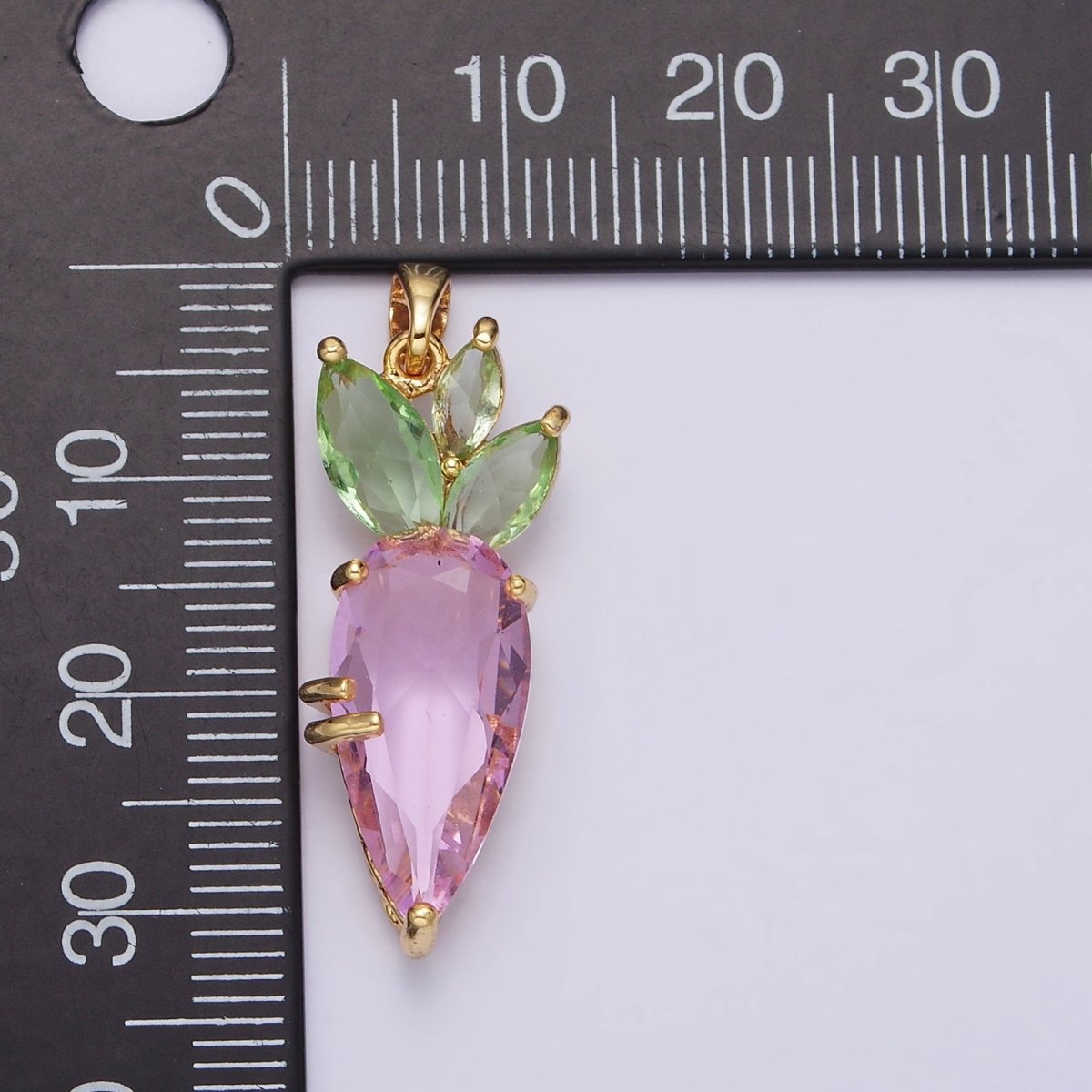 16K Gold Filled Baby Pink CZ Carrot Vegetable Pastel Pendant | AA538 - DLUXCA