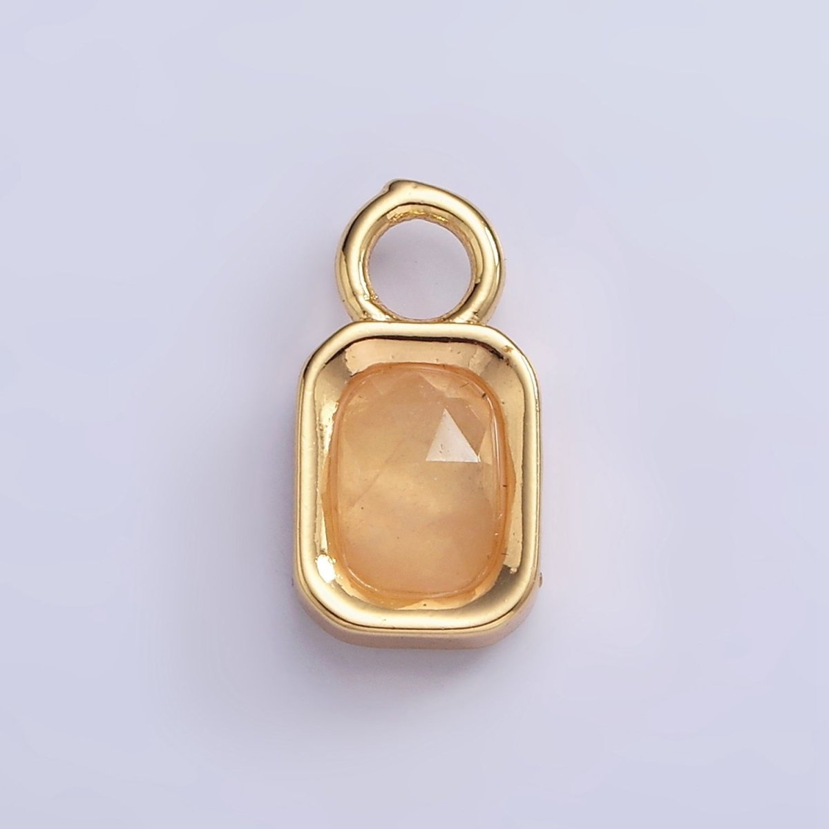 16K Gold Filled Baguette Multifaceted Natural Gemstone Personalized Add-On Charm | AC1492 - AC1504 - DLUXCA
