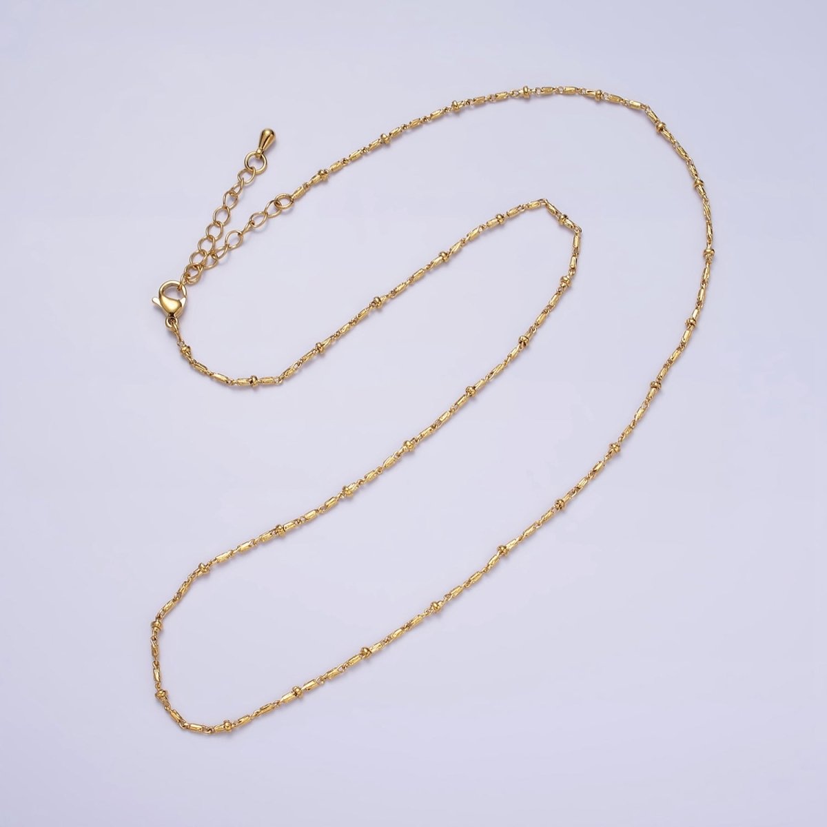 16k Gold Filled Beaded Satellite Chain Gold Filled Silver Chain Simple Everyday Layering Necklace 17 Inch | WA-1859 WA-1860 Clearance Pricing - DLUXCA