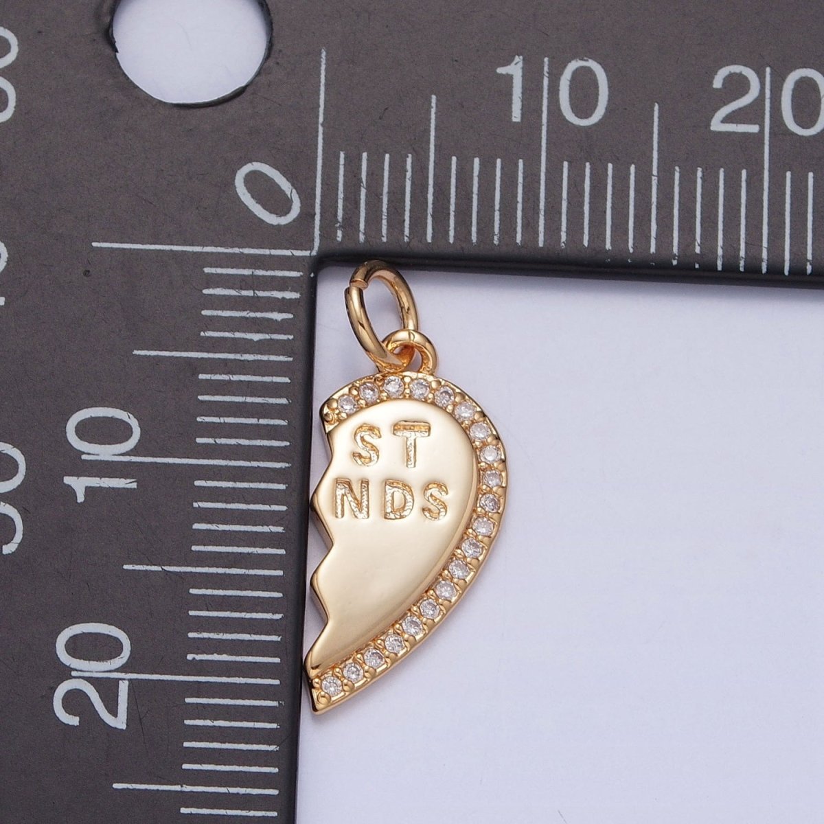 16K Gold Filled Best Friends Micro Paved Cubic Zirconia Breakable Heart Charm Set For Jewelry Making | X-228 - DLUXCA