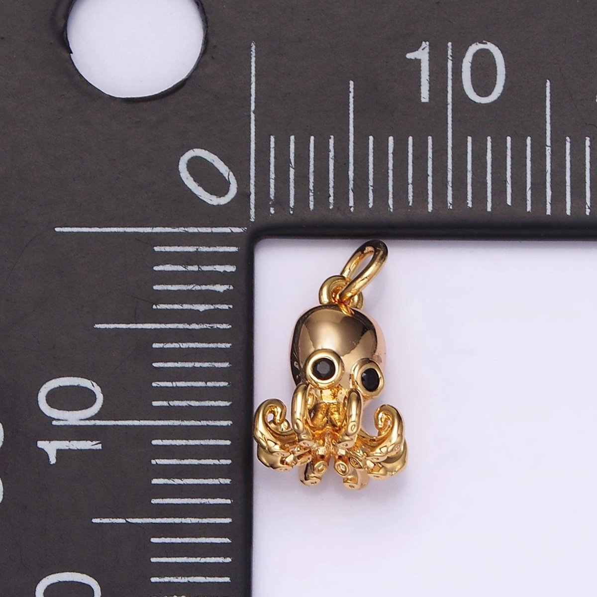 16K Gold Filled Black-Eyed CZ Octopus Squid Add-On Charm | AG011 - DLUXCA