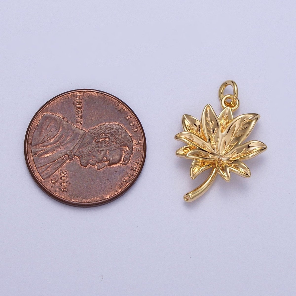 16K Gold Filled Botanical Autumn Maple Christmas Poinsettia Leaf Charm | A-028 - DLUXCA