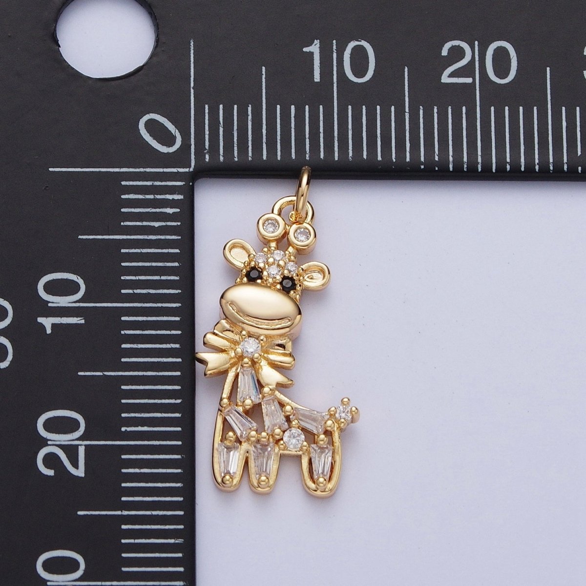 16K Gold Filled Bow Tied Donkey Baguette CZ Animal Charm AG-090 - DLUXCA