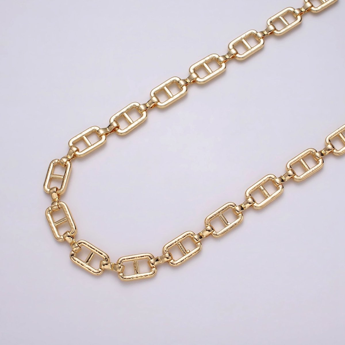 16K Gold Filled Boxy Anchor Figure Eight Link Unique Chain by Yard in Gold & Silver | ROLL-1221 ROLL-1222 Clearance Pricing - DLUXCA
