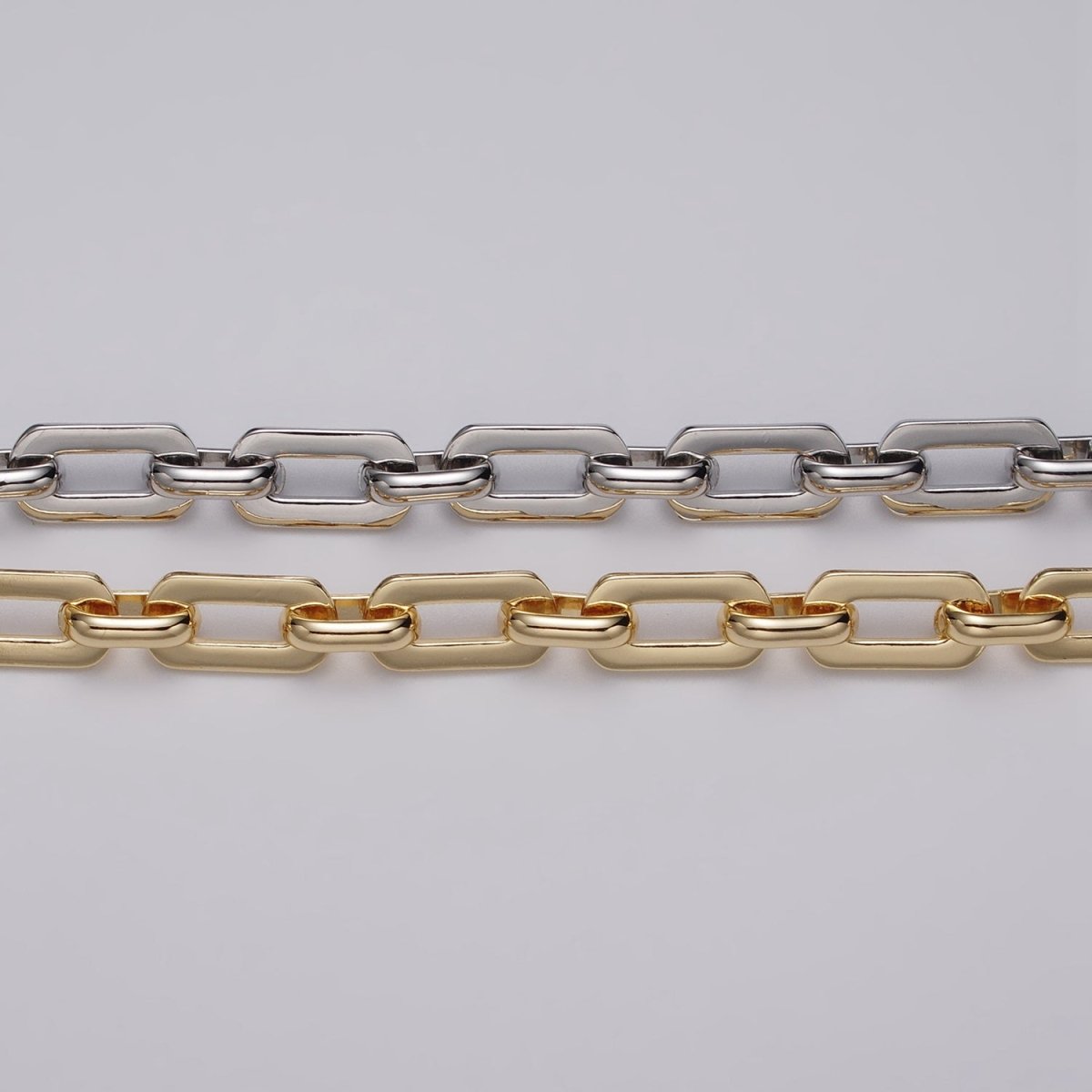16k Gold Filled Boxy Paperclip 7mm Unfinished Chain in Gold & Silver | ROLL-1153 ROLL-1154 Clearance Pricing - DLUXCA