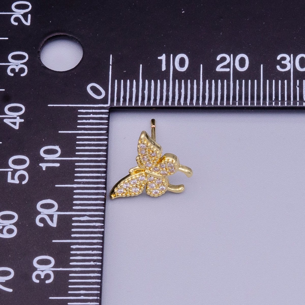 16K Gold Filled Butterfly Mariposa Wings Micro Paved CZ Stud Earrings | AD1525 - DLUXCA