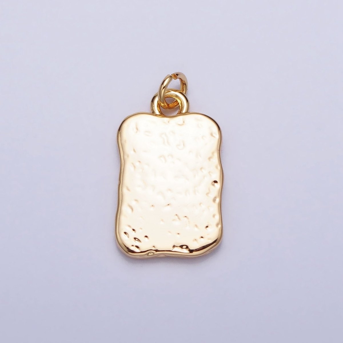 16K Gold Filled Butterfly Textured Hammered Rectangular Stamped Charm in Gold & Silver | AC393 AC394 - DLUXCA