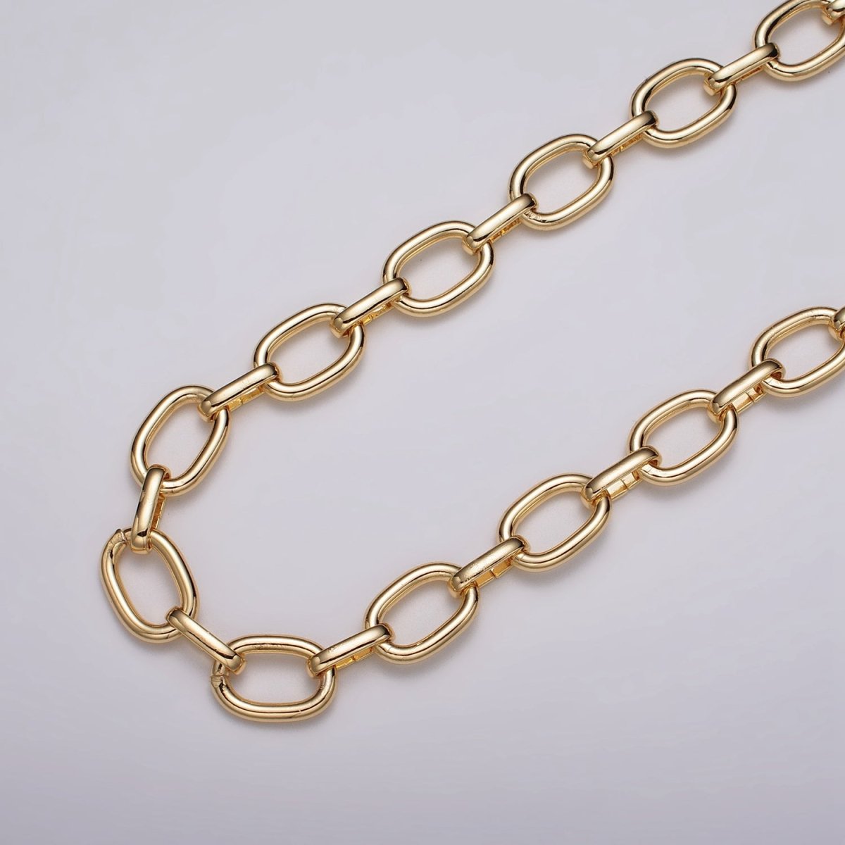 16k Gold Filled Cable Chain Link Unfinished Chain by Yard for Statement Layer Necklace Chain Streetwear Essentials | ROLL-1207 Clearance Pricing - DLUXCA