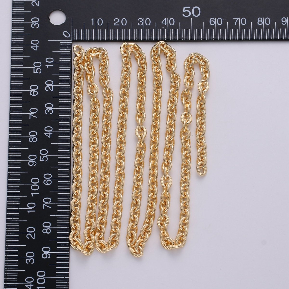 16K Gold Filled Cable Chain Twisted Texturized Chain, Elongated Oval Chain 3mm link Chain for Necklace Bracelet | ROLL-271 ROLL-269 Clearance Pricing - DLUXCA