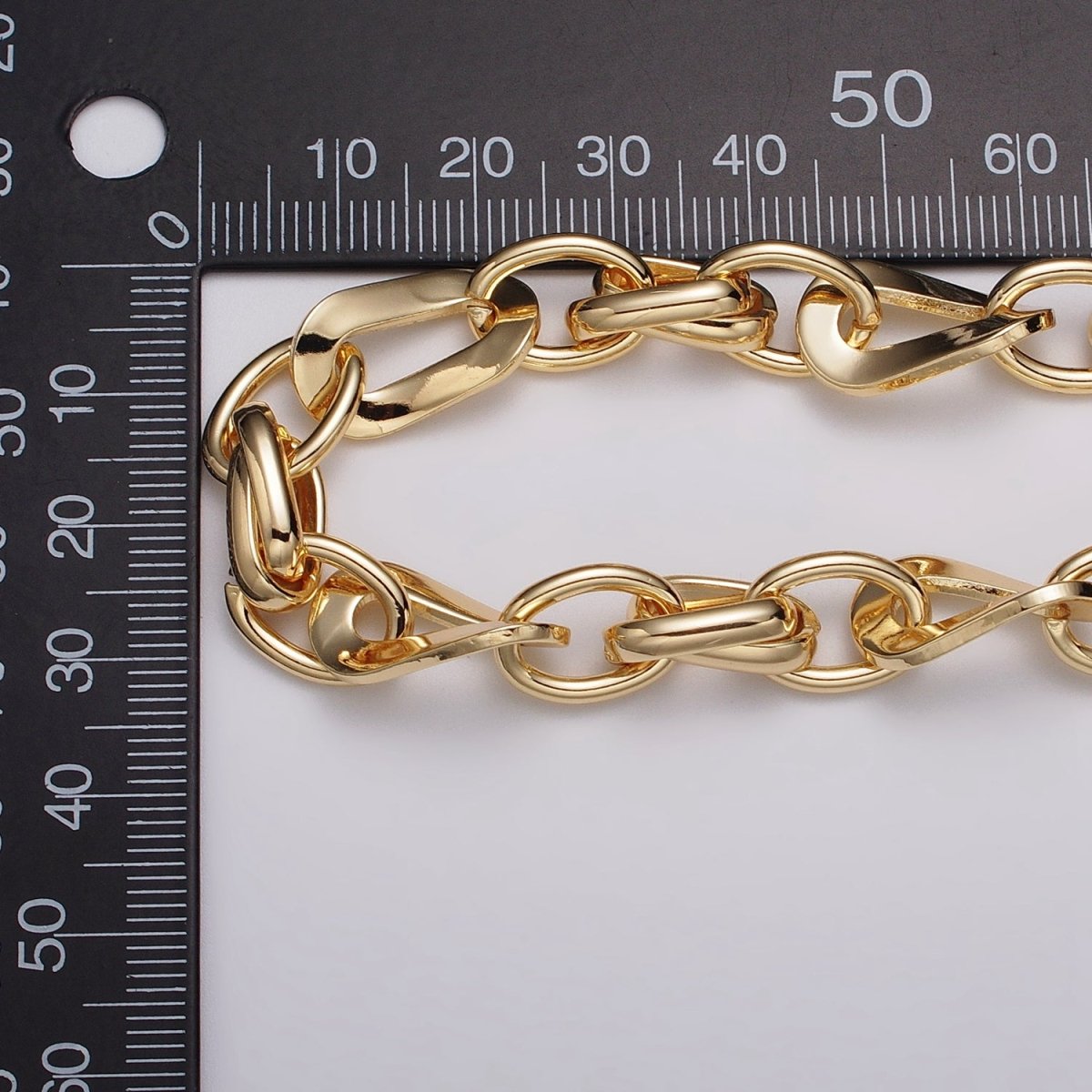 16k Gold Filled Cable Geometric Twist Link Unfinished Chain in Gold & Silver | ROLL-1157 ROLL-1158 Clearance Pricing - DLUXCA