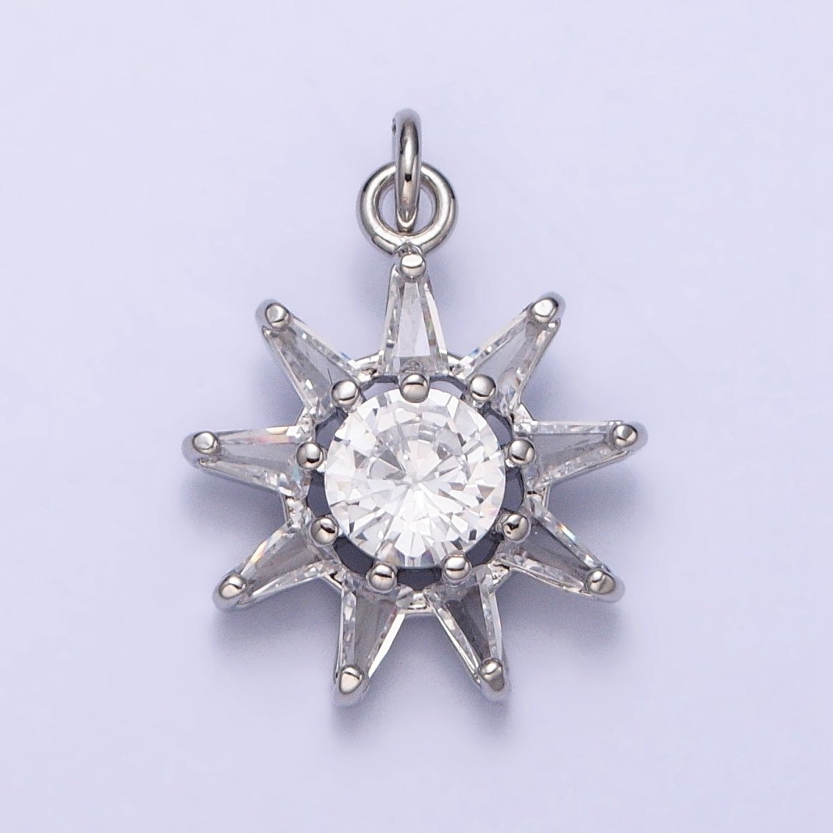 16K Gold Filled Celestial Sun Round Triangle CZ Charm in Gold & Silver | AC1233 AC1234 - DLUXCA