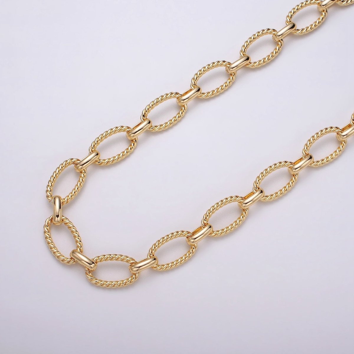 16k Gold Filled Chain by Yard Rope Oval Cable Chain Unfinished Chain Wholesale Chunky Chain Large Oval Link Chain | ROLL-1319 ROLL-1320 Clearance Pricing - DLUXCA
