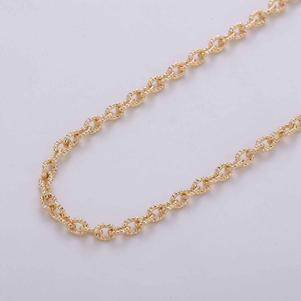 16K Gold Filled Chain, Textured Cable Unique Rolo Chain, 4X3mm Unfinished Chain by Yard | ROLL-269 ROLL-271 Clearance Pricing - DLUXCA