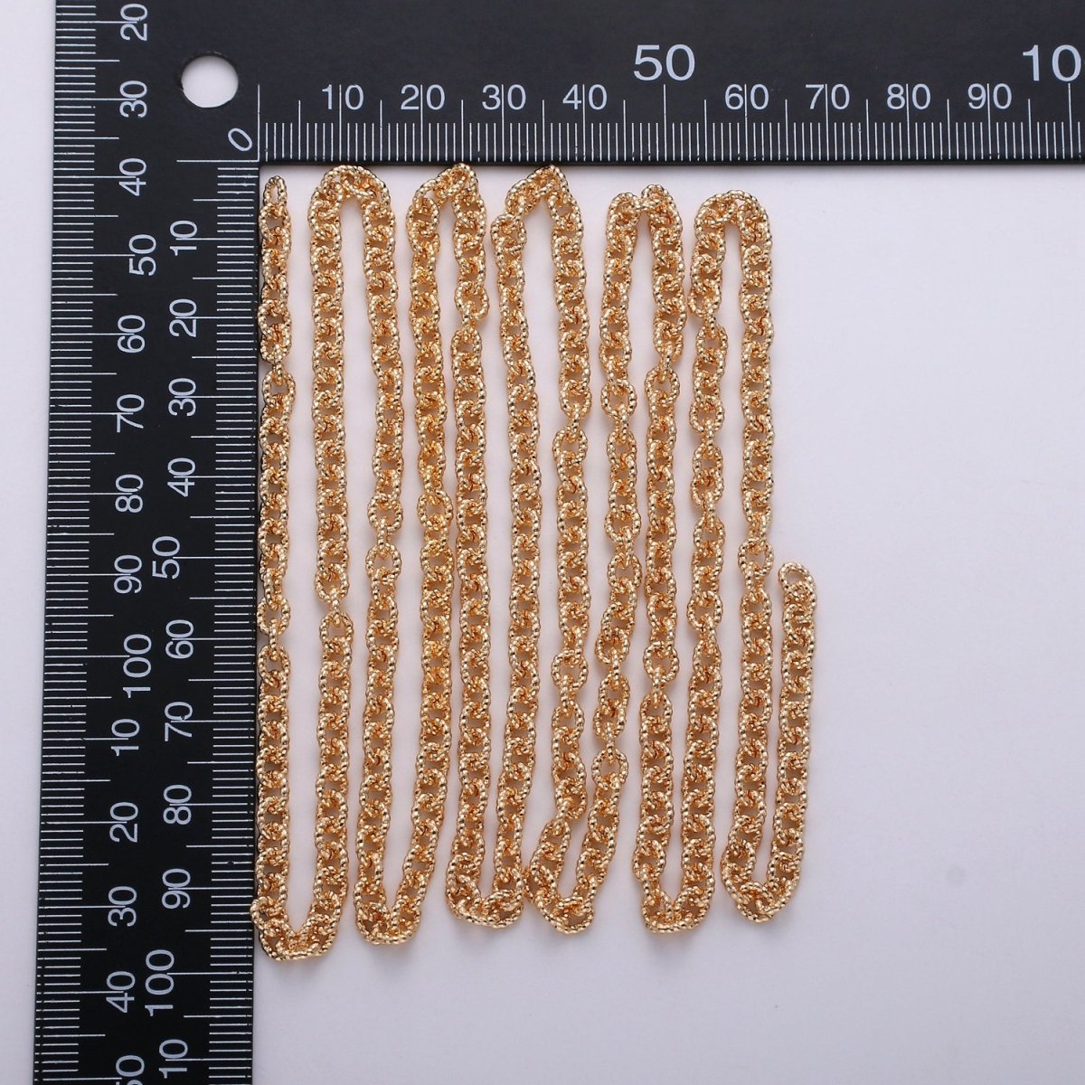 16K Gold Filled Chain, Textured Cable Unique Rolo Chain, 6mm Unfinished Chain by Yard | ROLL-268 Clearance Pricing - DLUXCA