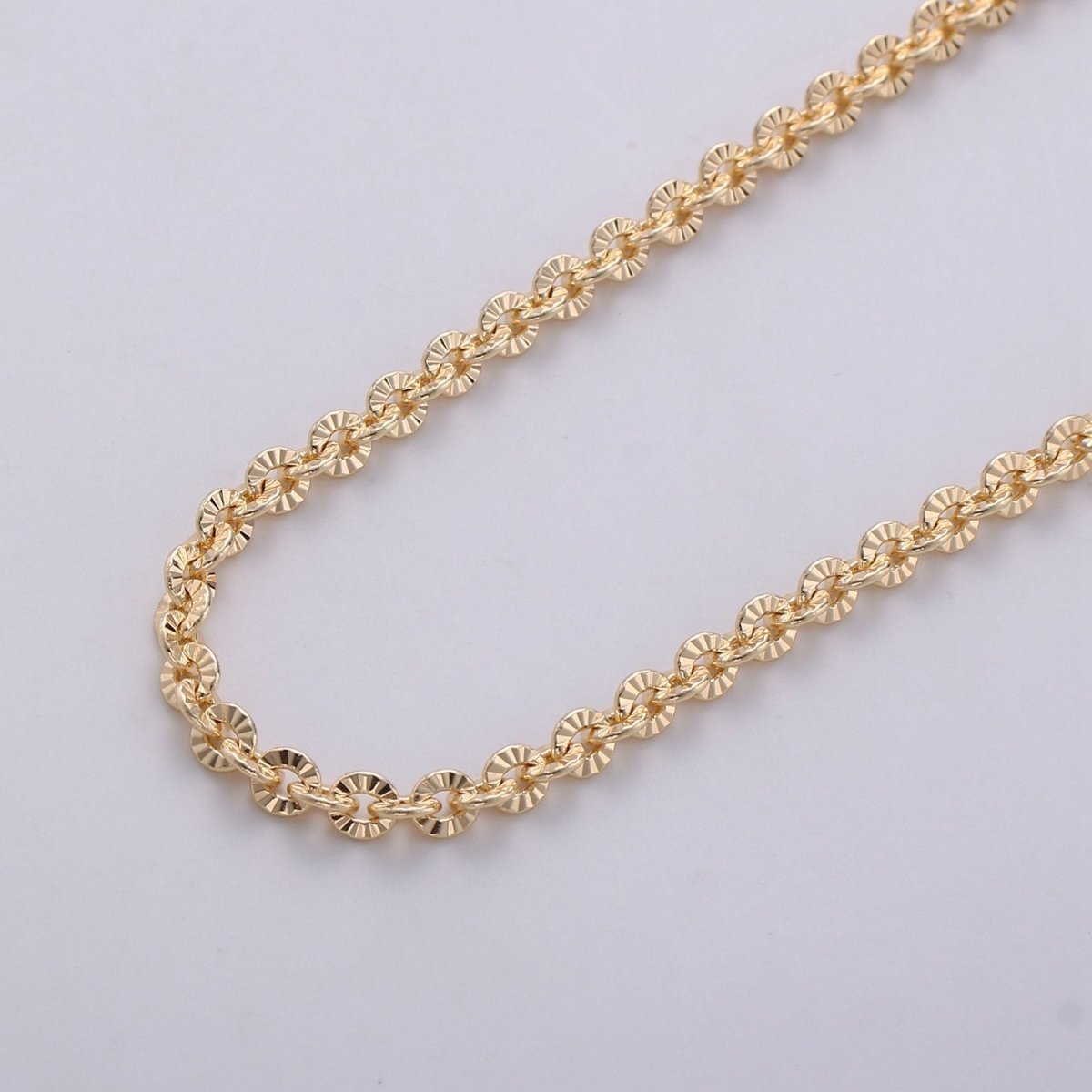16K Gold Filled Chain, Textured Unique ROLO Unfinished Chain, Width 4mm For Necklace, Bracelet, Anklet, Jewelry Component | ROLL-265 Clearance Pricing - DLUXCA