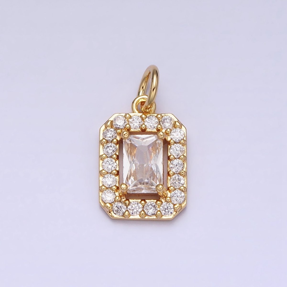 16K Gold Filled Clear Baguette Micro Paved CZ Add-On Charm in Gold & Silver | AC1191 AC1192 - DLUXCA