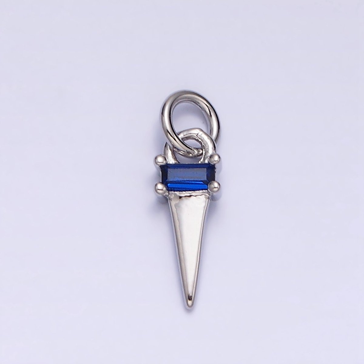 16K Gold Filled Clear, Blue, Fuchsia, Green, Black Baguette CZ Triangle Add-On Charm in Gold & Silver - DLUXCA