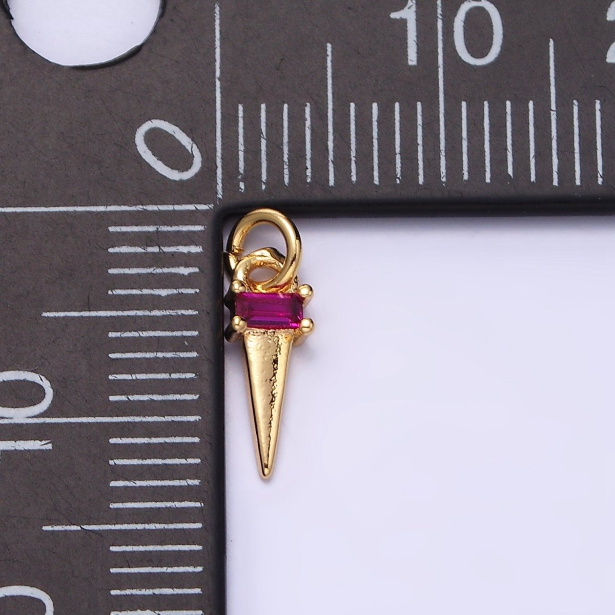 16K Gold Filled Clear, Blue, Fuchsia, Green, Black Baguette CZ Triangle Add-On Charm in Gold & Silver - DLUXCA