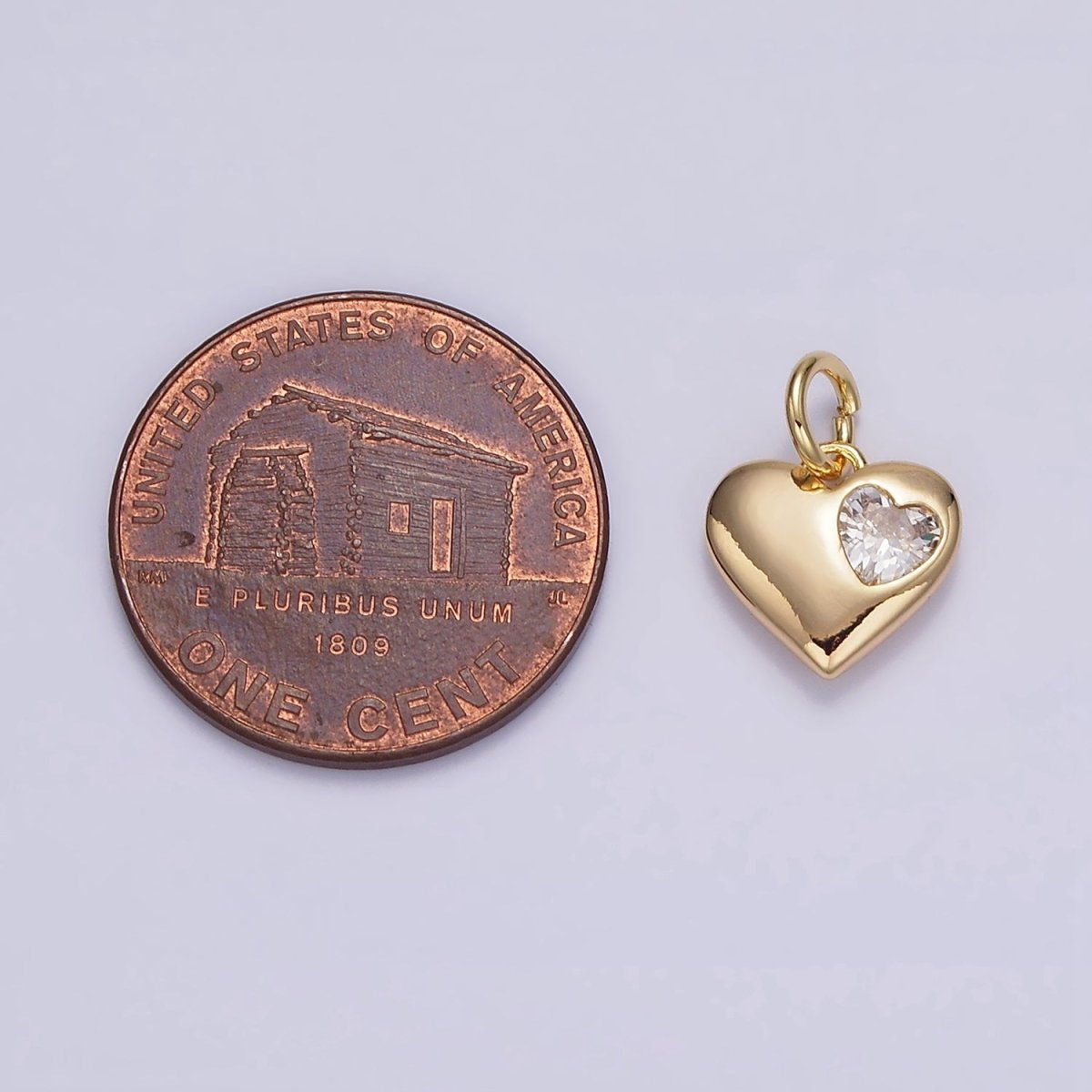 16K Gold Filled Clear CZ Double Heart Add-On Charm | N1009 - DLUXCA