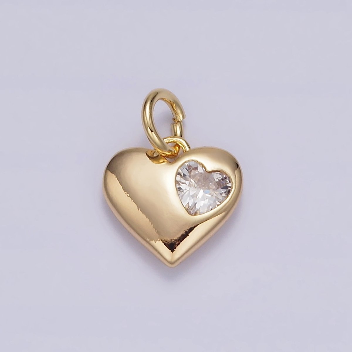 16K Gold Filled Clear CZ Double Heart Add-On Charm | N1009 - DLUXCA