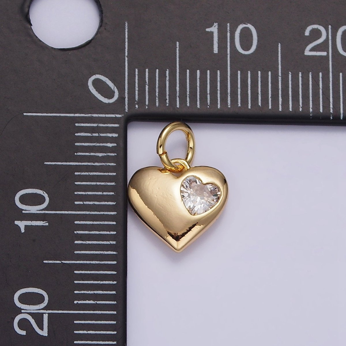 16K Gold Filled Clear CZ Double Heart Add-On Charm | N1009 - DLUXCA