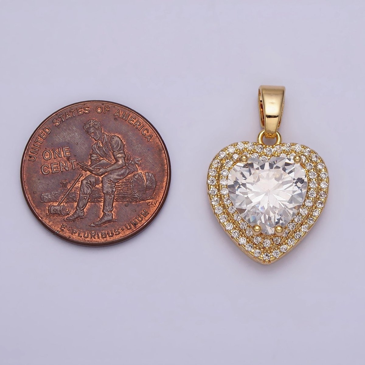 16K Gold Filled Clear CZ Micro Paved Pendant in Gold & Silver | AC1123 AA1124 - DLUXCA